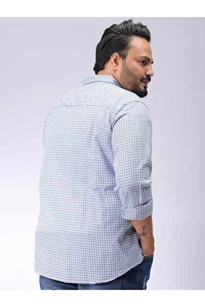 HardSoda By Styli Plus Men Blue Regular Fit Grid Check Shirt