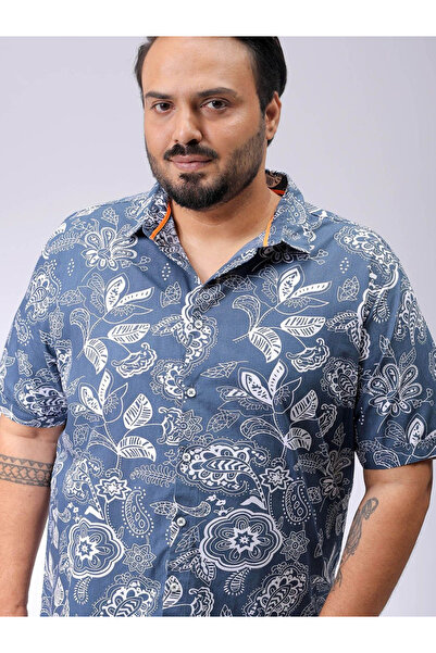 HardSoda By Styli Plus Men Navy Regular Fit Floral Casual Shirt