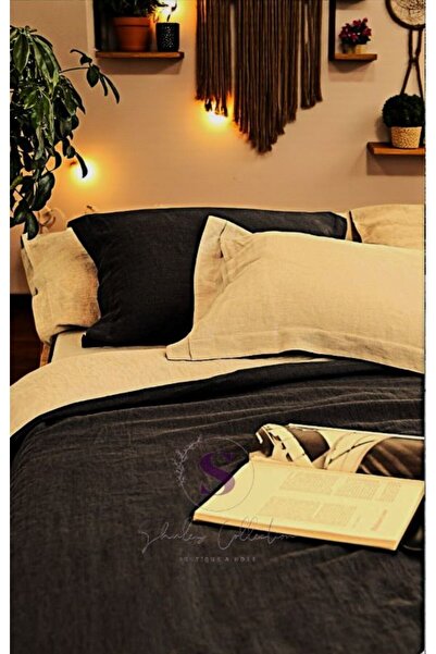 shules collection Black-Natural 100%100 Cotton Washable Vintage Double Duvet Cover Set, (200 X 220)