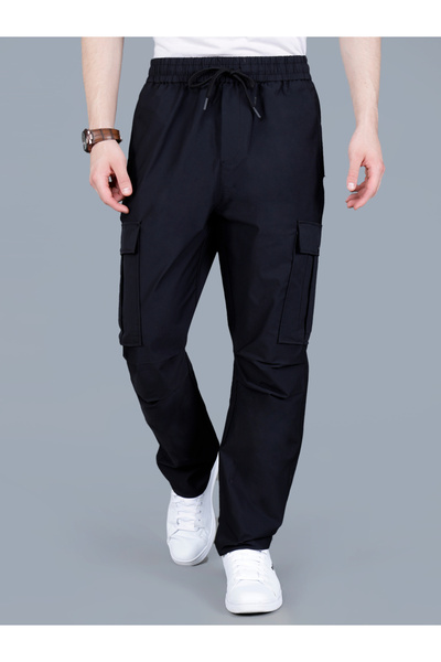 Fort Collins By Styli Men Solid Cargo Pants with Drawstring