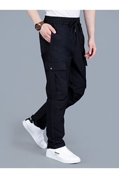 Fort Collins By Styli Men Solid Cargo Pants with Drawstring