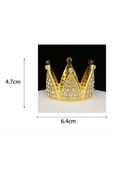 VERSAGO Coronita de aur cu perle și pietre mini triunghi, ®VERSAGO, decorațiune pentru prăjituri și torturi