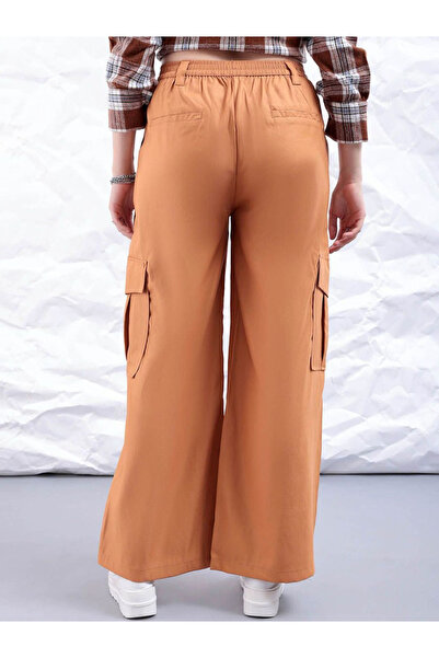 Freehand By Styli Women Rust Flared Cargo Trousers