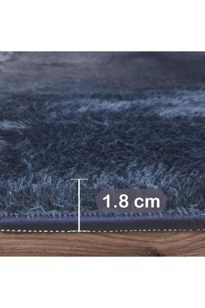 Bonny Home Relax Lacivert Kesme Yolluk Kaymaz Tabanlı Makinede Yıkanabilir Yumuşak Peluş Halı