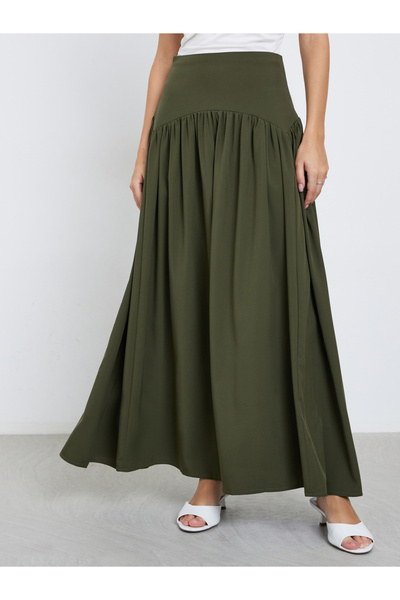 Take Two By Styli Solid Gathered Detail A-Line Maxi Skirt