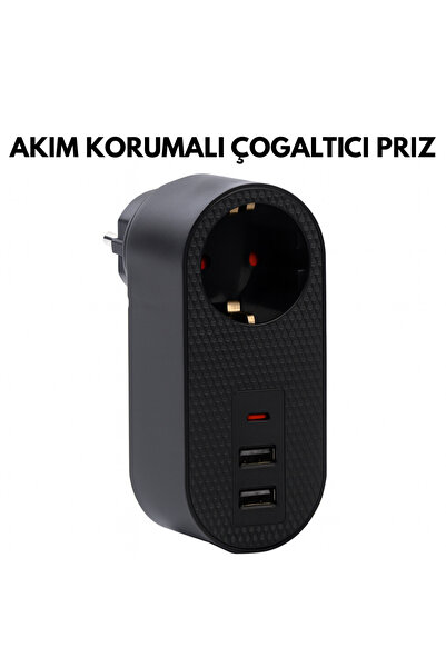 SMAYLİNG Akım Korumalı Tekli Priz 2 USB Çıkışlı Hızlı Şarj Destekli Çoğaltıcı...