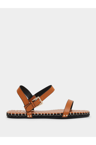 Raid By Styli Bambie Brown Ankle Strap Flat Espadrilles