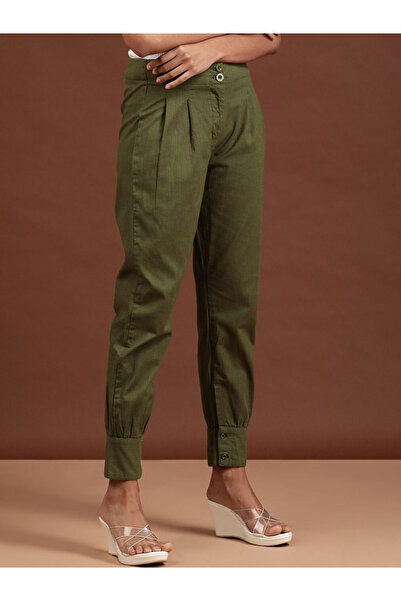 Freehand By Styli Women Green Tapered Fit Solid Pants