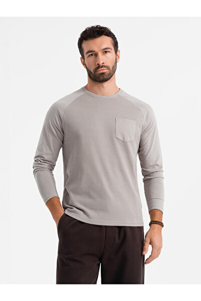 OMBRE Ανδρικό μακρυμάνικο με υφή "waffle" - σταχτί V7 OM-LSCL-0109 L