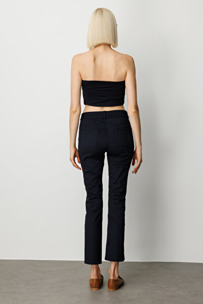 Ekol Γυναικείο παντελόνι με ψηλόμεσο στενό πόδι 1061 Navy Blue