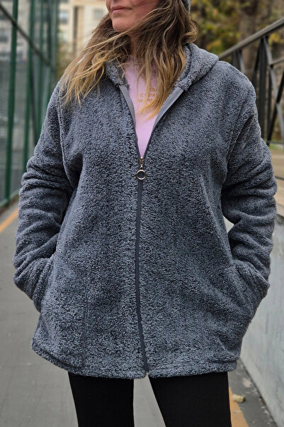 hazelin Women's Smoked Welsoft Stretch Fabric Plush Soft Front Zipper Hooded Jacket Hzl23W-Dsb110081