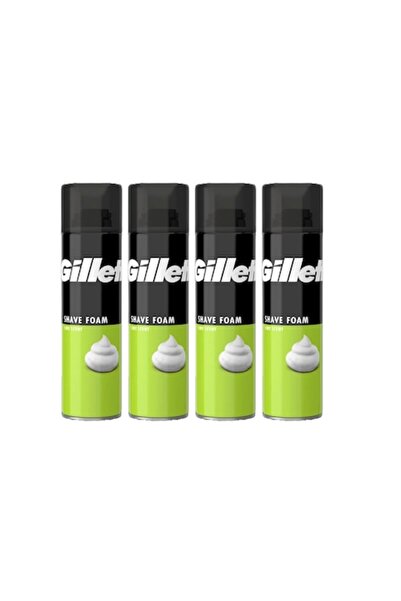 Gillette Set 4 x Spumă de ras 200 ml cu aromă de lime, testată dermatologic, formulă hidratantă, cu alcool