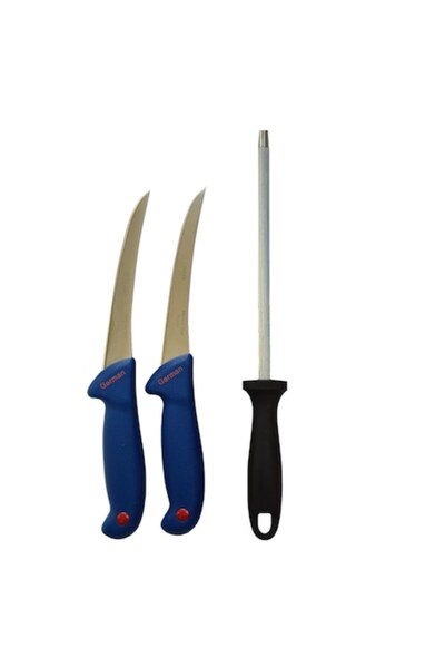 Globalport Retail Professional Butcher Set – 2 Boning Knives, Blue, Stainless Steel Blade + Massage