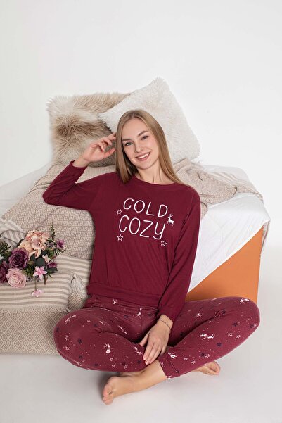 GUAVA+ Burgundy Women's Thermal Long Sleeve Pajama Set