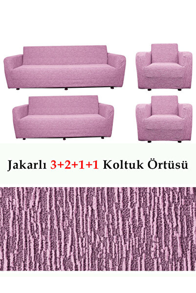 StarMall Jakarlı Çubuk, Düz Desen 3 2 1 1 Lastikli Koltuk, kanepe, çekyat Örtüsü, kılıfı Esnekli