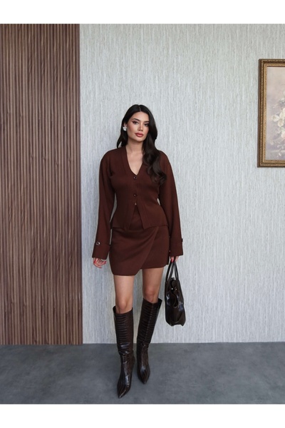 ESRAHELVACI Long Sleeve Skirted Knitwear Set