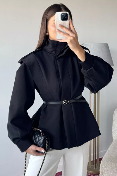 julude Black Women's Padded Lined Trench Coat