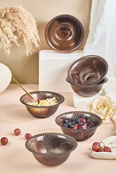 Lora Bianca Jest 6 Piece Glass Salad/Soup/Cookie Glass Bowl Set