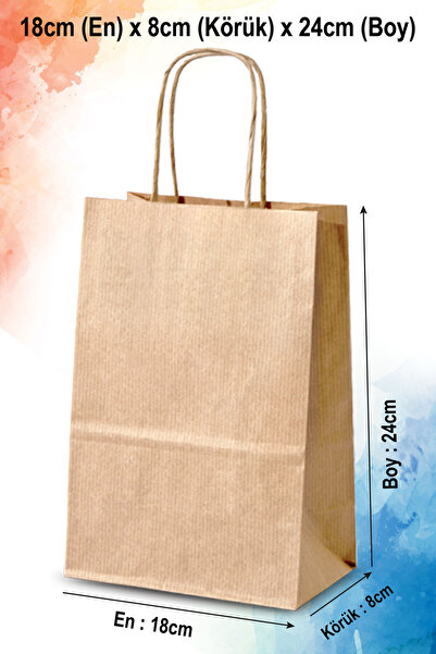 nna tasarım 23 Adet Doğumgünü Baskılı Burgu Saplı Kahve Kraft Kağıt Çanta/poşet 18x8x24 Cm (KC995-0-23)