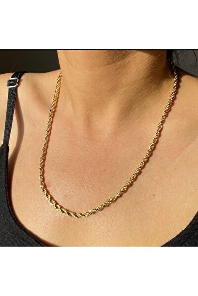 14K GOLD RENK BURGU KADIN ZİNCİR KOLYE 5MM 50CM