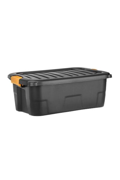 SHOPIENS Plastic Storage Box Shopiens®, Durable, With Lid and Lock, Black, 30 L, 60x39x20 cm