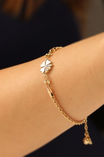 Çgk Çiğdem Gürel Kuyumculuk Halatlı Yoncalı Altın Bilezik