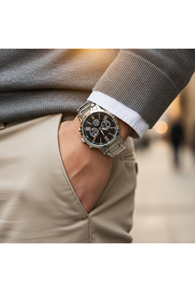 Mazzy Erkek Kol Saati Metal Kordon Siyah Kadranlı Şık Tasarım