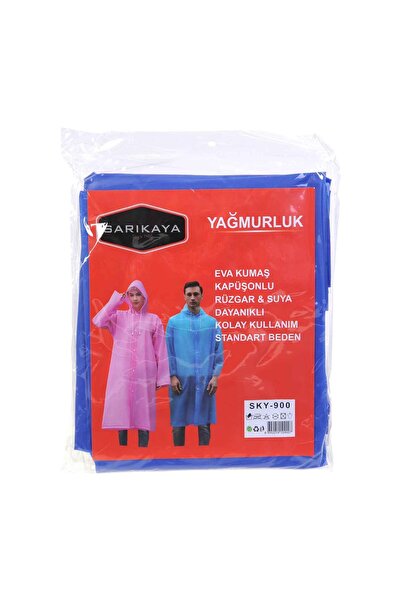 jetlegelsin Women&Men 2 Pieces Raincoat Hooded Snap Fastener Eva Black Water Windproof Raincoat Sky-900