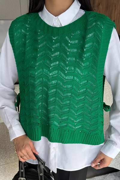julude Green Shirt Combination Knitwear Sweater