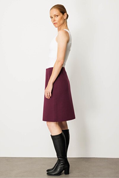Desen Triko Women's Knitwear Plain Basic Skirt Plum