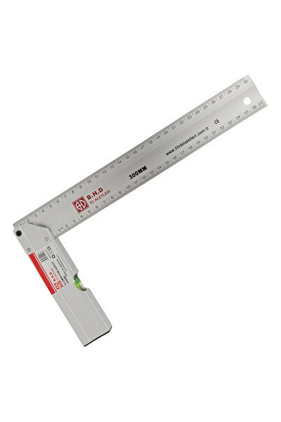 FIXONIC B.H.D BHD00196 300mm/30cm Alüminyum L Marangoz Gönye/Su Terazili