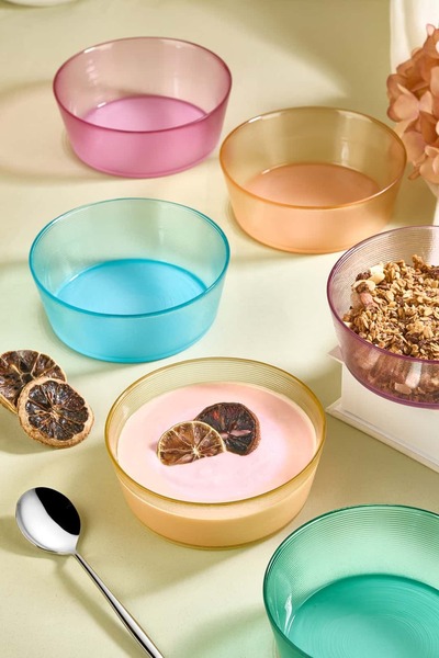 Lora Bianca Coloria 6 Piece Glass Ice Cream/Cookie/Meatball/Fruit Bowl Set