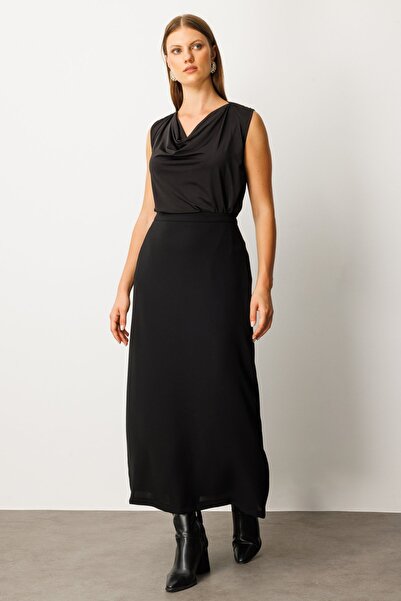 Ekol Maxi Boy Crepe Skirt Black