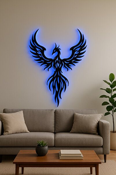 KILINÇARSLAN MÜHENDİSLİK Efsanevi Anka Kuşu Figürü LED Işıklı Metal Duvar Tab...