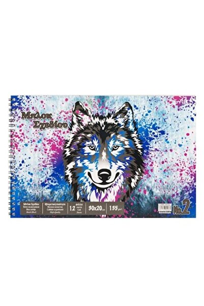 SHOPIENS Bloc Desen Nr. 2 cu Spirala, Coperta Model Lup, 12 File, Hartie 135 ...