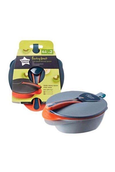tommee tippee Portable Baby Feeding Bowls with Spoon and Lid - Pack of 2