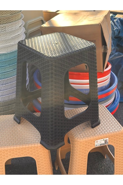 LeesHome Rattan siyah Büyük Plastik Tabure