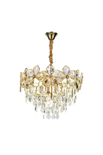 RFAN Chandelier, Model 75001/400, Crystal Texture, Metal, 5 X E14, Gold