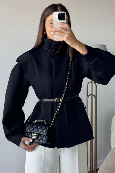 julude Black Women's Padded Lined Trench Coat