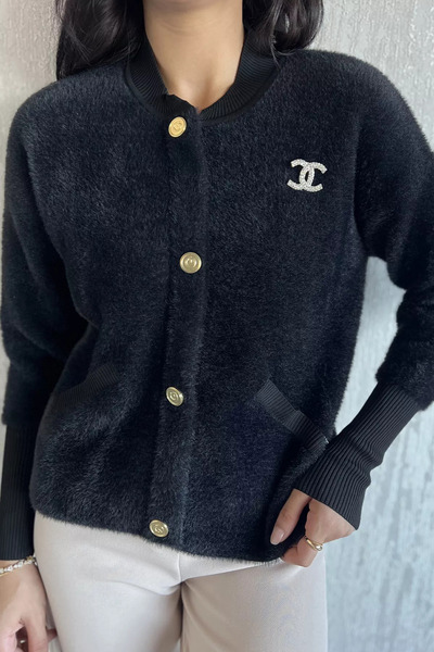 julude Black Brocade Knitwear Jacket (Available in Sizes S, M, L, XL)