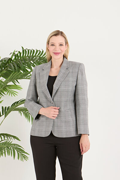 Fagi Women's Plaid Double Button Classic Jacket