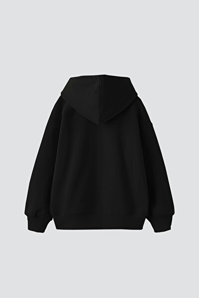 Sekizbiraltı Silhouette Boobs V2 Μαύρο φούτερ με κουκούλα με στάμπα Oversize Unisex