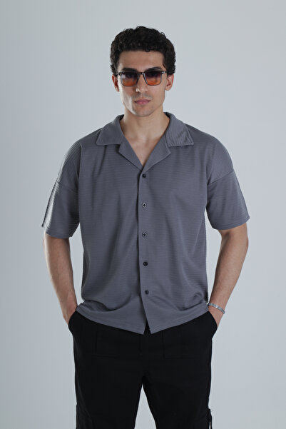 COCOPELLI Men's Anthracite Seersucker Shirt