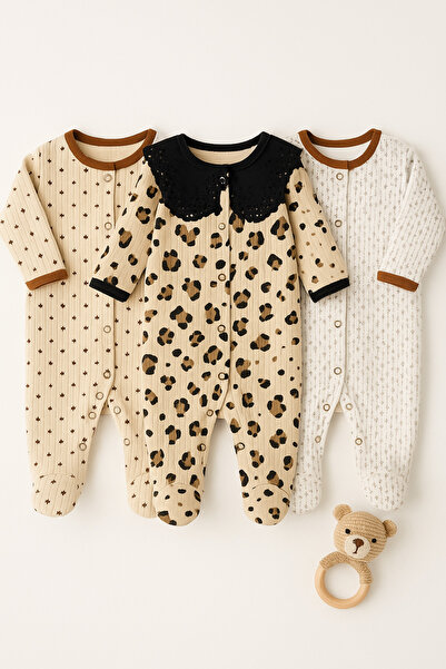 İZYALİF BABY Baby Girl 3-Piece Romper Set with Lace Booties and Snap Fasteners Size Chart in Images
