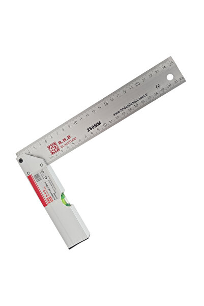 FIXONIC B.H.D BHD00195 250mm/25cm Alüminyum L Marangoz Gönye/Su Terazili