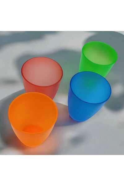 bavella مجموعة أكواب بلاستيكية صلبة ملونة 4 ألوان