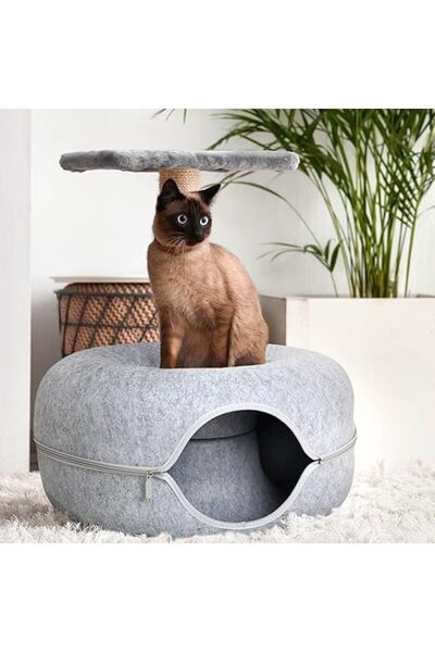 zola Cat play tunnel bed, 51 x 20 cm, entrance width 22 cm, with zipper, felt, gray