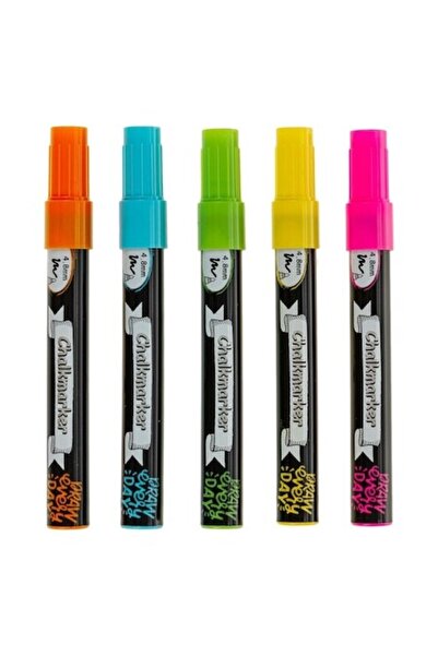 SHOPIENS Liquid Chalk Marker Set 5 Pieces Intense Colors Tip 4.8 mm