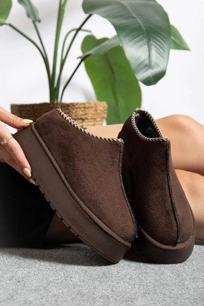 Lively Stylish Women's Furry Suede Ankle Boots Comfortable Home Slippers Thick Sole