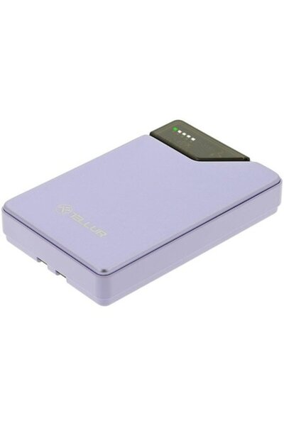 TELLUR External Battery 10000mAh, USB-C + Lightning built-in cables, QC3.0, PD, Purple